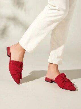 Vivaia Yaffa Pointed-Toe Knot Sandals Ruby Red 38 US 7-7.5